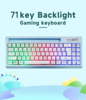 Clavier de jeu sans fil rechargeable avec rétroéclairage RVB, type C, taille compacte, clavier de jeu miniature en ABS avec BT