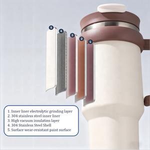 Nouvelle tasse isotherme à double paroi en acier inoxydable 304 noir moderne de 40 oz, anti-fuite, avec couvercle de paille pliable, gobelets de voiture - Product Image 3