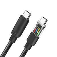 3.3ft LED Display Pd 60w Câble de téléphone portable Câble Usb C Type-c Câble de données à charge rapide