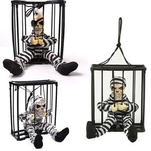Halloween Hanging Skull Cage cre(squelight Up Eyes decorazioni fantasma Halloween prigionieri giocattoli spaventosi Decor - Product Image 5