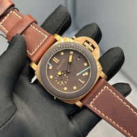 Montre de plongée mécanique automatique pour homme, boîtier en bronze de 47 mm, étanche à 300 m, bracelet en cuir véritable, montre-bracelet de sport