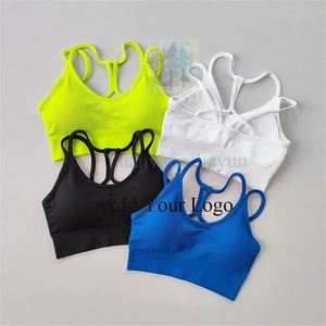 Sujetador deportivo sin costuras para niñas de color rosa fuerte de verano 2025, Top de gimnasio, sujetador de Yoga sencillo, transpirable, elástico en cuatro direcciones, ropa deportiva activa - Product Image 4