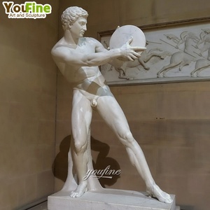 Statue de lancer de <span class=keywords><strong>disque</strong></span> en marbre taille réelle, sculpture d'art sculptée à la main pour extérieur, villa, parc, jardin - Product Image 5