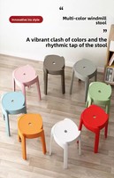 Tabouret rond en plastique épaissi de style nordique, tabouret empilable pour adulte, tabouret de table à manger, chaise de rechange pour la maison, tabouret haut