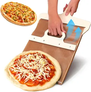 Antiadherente Premium <span class=keywords><strong>Magic</strong></span> Slide Board Pizza Espátula Paleta Mango de madera Pala de transferencia Deslizante Pizza Peel - Product Image 3
