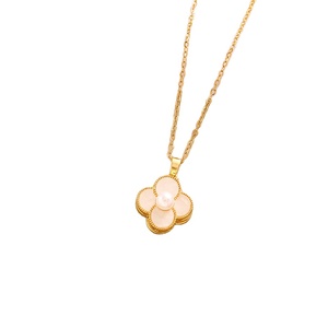 Collier en acier inoxydable avec pendentif rotatif fleur et perle, simple, orné de zircons, cadeau idéal pour la Saint-Valentin - Product Image 5