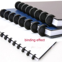 Anillas de encuadernación de tela negra de PVC de tapa dura para cuadernos de hojas sueltas, con orificios tipo hongo, para proyectos DIY, discos de encuadernación redondos, hebillas, aros, regalo