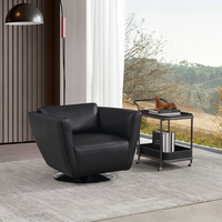 Fauteuil de salon pivotant moderne en cuir écologique, structure en bois massif, pieds en acier carbone, pour la maison, le bureau ou la chambre