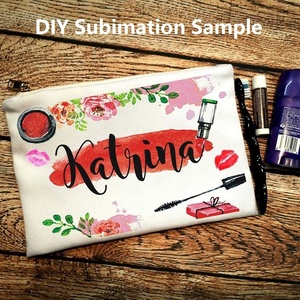 100% Polyester Blank Zipper <strong>Pouch</strong> for Sublimation Plain White Travel Toiletry Bag With Gold Metal Zipper - Product Image 5