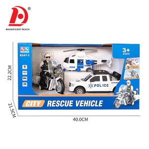 Ensemble de jeu de véhicules de police à inertie, ensemble de voitures de sauvetage urbain avec moto de police, hélicoptère, camionnette et figurines de policiers - Product Image 6