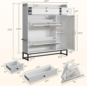 Modern 2-Tier <strong>Tall</strong> <strong>Shoe</strong> <strong>Rack</strong> Quality Wooden Furniture for Home Storage in Living Room Space Saving <strong>Shoe</strong> <strong>Rack</strong> - Product Image 5