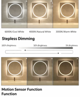 Miroir Intelligent de Maquillage pour Salon, Design Minimaliste Moderne, Éclairé et Anti-buée, à Écran Tactile, Idéal pour Hôtels (Vente en Gros)