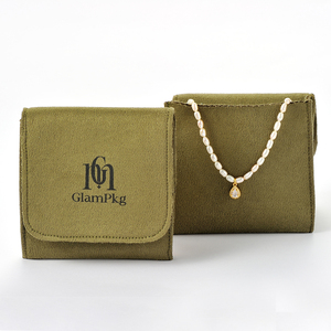 GLAMPKG กระเป๋าใส่สร้อยคอแบบซองจดหมาย ดีไซน์ใหม่ ทำจากหนังกลับ พร้อมกระดุมปิด หรูหรา สำหรับเก็บเครื่องประดับ - Product Image 1