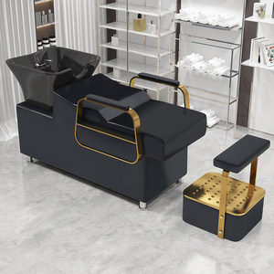 Fauteuil de lavage de luxe avec bac en céramique et repose-pieds assorti, en cuir PU confortable, <span class=keywords><strong>pour</strong></span> salon de coiffure et spa - Product Image 6