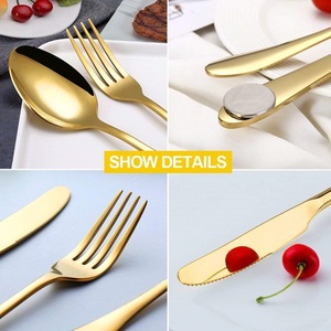 Set di posate di lusso in acciaio inossidabile color oro per matrimoni, cucchiai, forchette e coltelli, per ristoranti e hotel - Product Image 2