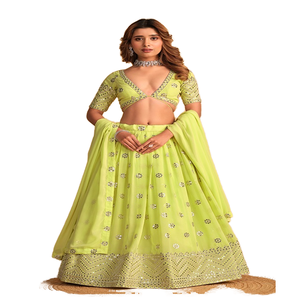 Último diseñador Georgette Zari Bordado Secuencia Trabajo Lehenga Choli Por FabZone - Product Image 1