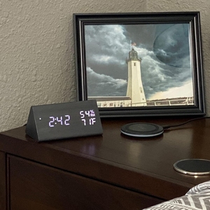 Triangular <strong>Digital</strong> Alarm <strong>Clock</strong> for Bedroom <strong>with</strong> LED Time Display 3 Alarm Setting Humidity <strong>Temperature</strong> <strong>Desktop</strong> <strong>Digital</strong> - Product Image 3