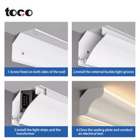 Lampe d'Angle Supérieur à LED Lumineux pour Plafonds de Salon, Installation Sans Rainure, Profil de Canal en Alliage d'Aluminium, Motif d'Angle