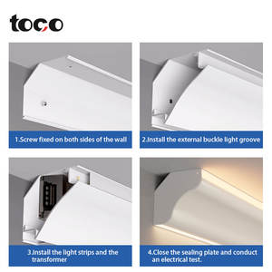 <span class=keywords><strong>LED</strong></span>発光トップコーナーラインランプリビングルーム天井フリースロット取り付けアルミ合金チャンネルプロファイル角度パターン - Product Image 5