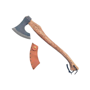 Hacha de Acero de Damasco de Alta Calidad con Espiga Plana, Mango de Madera, Logotipo Personalizado, Grado Industrial, 550mm, Herramientas para Camping y Caza, Uso Privado - Product Image 1