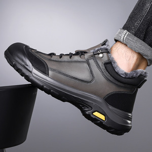 Bottes d'hiver pour hommes, bottes à tige courte, doublure en fourrure chaude, semelle extérieure en caoutchouc antidérapante, bottes de neige à bout rond, tige synthétique, semelle intermédiaire en EVA - Product Image 2