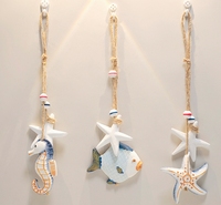 Décoration animale nautique en bois écologique : Étoile de mer, Hippocampe pour thème plage, artisanat suspendu en bois