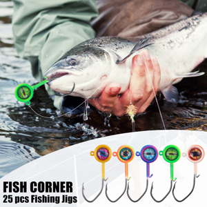 25 pezzi di giga Crappie con giga da pesca con occhi 3D 1/32 1/16 1/8OZ giga da pesca teste ami verme per spigola da trota - Product Image 6