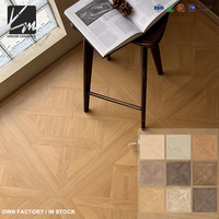 Carreaux de porcelaine effet bois 800x800mm, motif losanges tissés, design naturel, pour showroom, antidérapants, finition mate, surface moulée numériquement, émaillés
