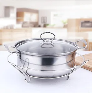 Rak meja dapur Modern bundar kualitas tinggi, rak Pot kawat logam tahan panas, tempat panci Trivet