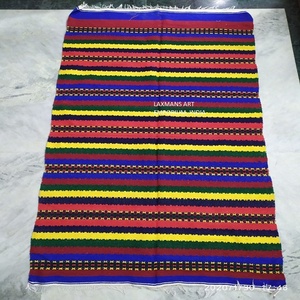 Designer handloom chiffon tapis durries coton chindi chiffon rugsindian coton métier à tisser à la main designer durries multi couleurs durries - Product Image 1