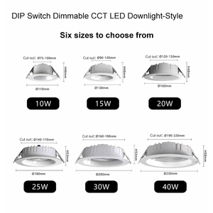 Dip chuyển đổi <span class=keywords><strong>Dimmable</strong></span> CCT <span class=keywords><strong>Led</strong></span> Downlight 20 Wát Trần Đèn tại chỗ lõm nhôm DOB SMD <span class=keywords><strong>LED</strong></span> downlights - Product Image 4