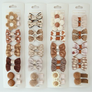 Набор из 10 милых коричневых заколок для волос с бантом для девочек 5 см - Product Image 1