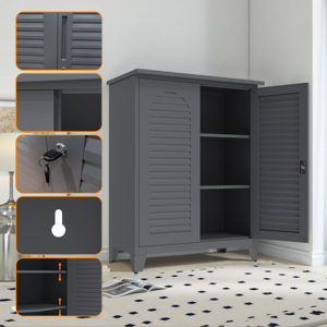 Gabinete <span class=keywords><strong>de</strong></span> Almacenamiento Metálico Ajustable y Resistente <span class=keywords><strong>de</strong></span> 47 Pulgadas <span class=keywords><strong>de</strong></span> Alto con <span class=keywords><strong>Dos</strong></span> Puertas y Tres Estantes para Sala <span class=keywords><strong>de</strong></span> Estar, Dormitorio o Uso Hospitalario - Product Image 3
