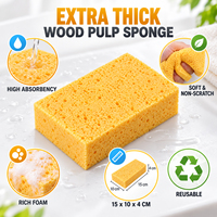 Éponge de nettoyage en pulpe de bois, bloc absorbant et poreux de 15 x 10 x 4 cm, pour la maison, la cuisine, la salle de bain, l'évier, la vaisselle et le nettoyage.