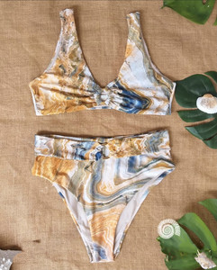 High-top bandage custom-made fully digital printed sexy women's summer holiday casual high-waisted stretchy beachwear swimsuit - Product Image 3