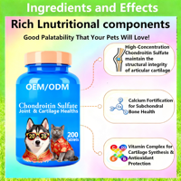 AINA Tabletas de Sulfato de Condroitina para Perros y Gatos con VC y VE de Alta Potencia y Rápida Absorción para la Salud de las Articulaciones y Cartílagos, Sin Granos, 0.5g, 2 Años