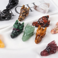 Sculpture de crâne de tête de Dragon en cristal poli naturel pour la décoration, vente en gros