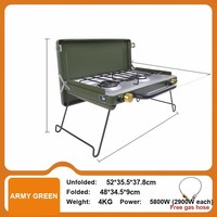 Réchaud de camping portable à double brûleur au butane, manuel, simple, coupe-vent, pliable, avec pare-vent pour pique-nique, barbecue, cuisine extérieure