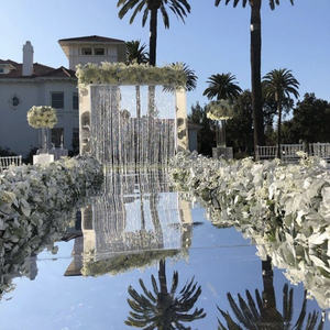 Alfombra de pasillo LEDA Silver Mirror, alfombra de espejo para eventos de boda, decoración de suelo para bodas - Product Image 1