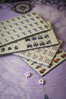 Jeu de Mahjong Américain Gothique en Porcelaine Bleue et Blanche avec 160 Pièces, Motifs Squelette Victorien, Tuiles Crâne et Rose d'Halloween, Idéal pour Cadeau, OEM ODM