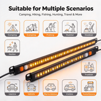 Lampe de camping LED bicolore DC10-16V avec bouton interrupteur intégré, éclairage rigide IP67 pour camping-car, caravane, tente, auvent