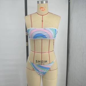 <span class=keywords><strong>Maillot</strong></span> <span class=keywords><strong>de</strong></span> <span class=keywords><strong>bain</strong></span> 3 pièces rayé Patchwork pour femme licou débardeur sans bretelles hauts + slips + nœud froncé fendu <span class=keywords><strong>bas</strong></span> plage Bikini costume - Product Image 6