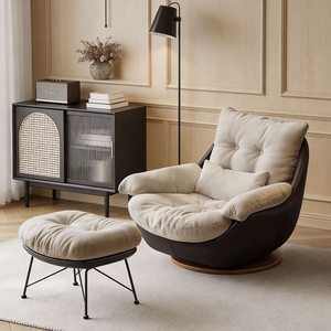 <span class=keywords><strong>Fauteuil</strong></span> italien en tissu givré, garnissage en duvet hongrois, base pivotante en noyer, coutures allemandes pour l'ameublement résidentiel - Product Image 2