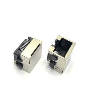 Good price single 1 Port RJ45 connectors 8pin Ethernet Surface Mount Pcb Board Metal Shielded Female Jack Rj45 Connector