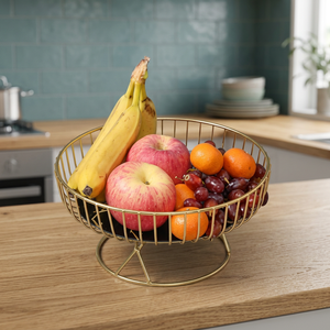 <b>Round</b> Metal Fruit <b>Basket</b> Minimalist Kitchen <b>Storage</b> Container Durable Standing Type Single Tier Food Holder - Product Image 4