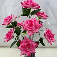Bouquet de roses artificielles en soie, fausses fleurs de roses avec feuilles vertes, pour la décoration de la maison, des mariages et des tombes