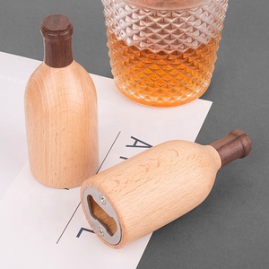 Ouvre-bouteille en acier inoxydable, mignon et personnalisé, rond en métal, Mini-Bar de bière en bois, 1 pièce - Product Image 5