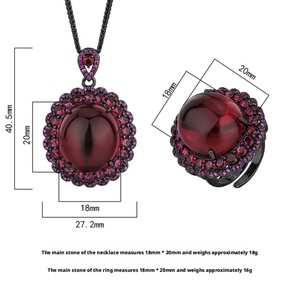 Juego de Joyería Nupcial de Alta Gama al por Mayor, Ecológico, de Cobre, 18*20mm, con Circonita Cúbica Azul y Roja, Chapado en Oro Negro - Product Image 2