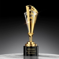 Trophées en cristal de verre avec étoiles en métal de haute qualité ADL, avec logo personnalisé, mots honorants, cadeau artisanal en cristal pour les entreprises