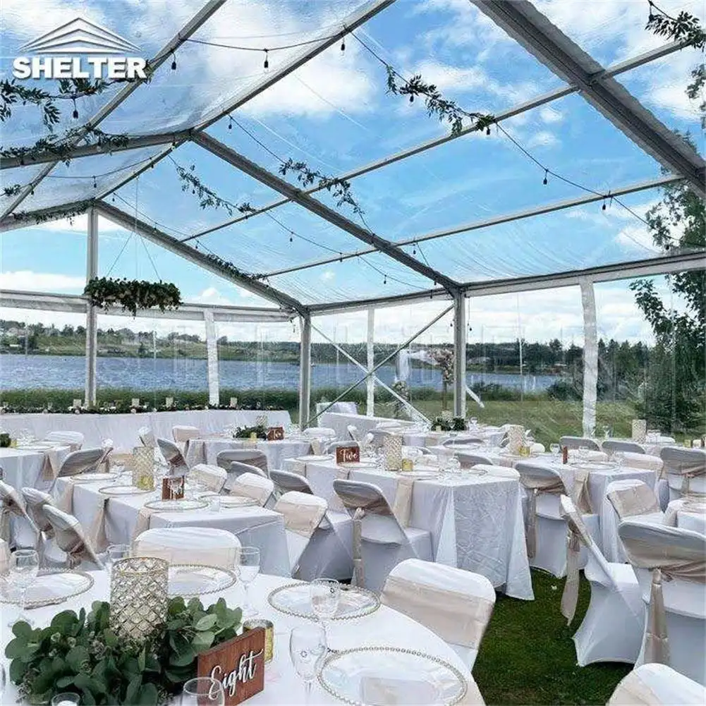 Outdoor 1000 persone tendone tenda evento matrimonio festa tetto trasparente tenda da sposa di lusso trasparente per eventi 100 500 persone